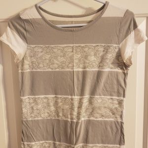 Loft lace striped t- shirt xs